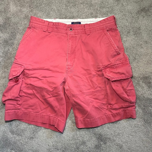 Polo Ralph Lauren Cargo Shorts Mens 36 Pink Classic Chino Multi Pocket Relaxed - Picture 4 of 12